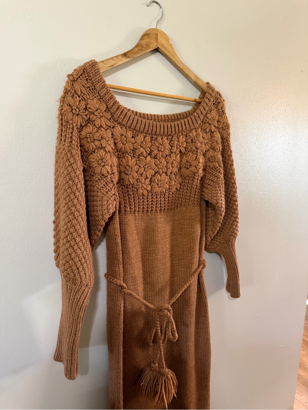 Anthropologie | Avantlook Floral Knit Fall Wool Blend Sweater Dress - Picture 4 of 11